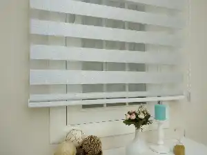 Bambu Zebra Perde Gümüş Sim Kırçıllı 1.kalite Lux- Beyaz-gümüş Simli