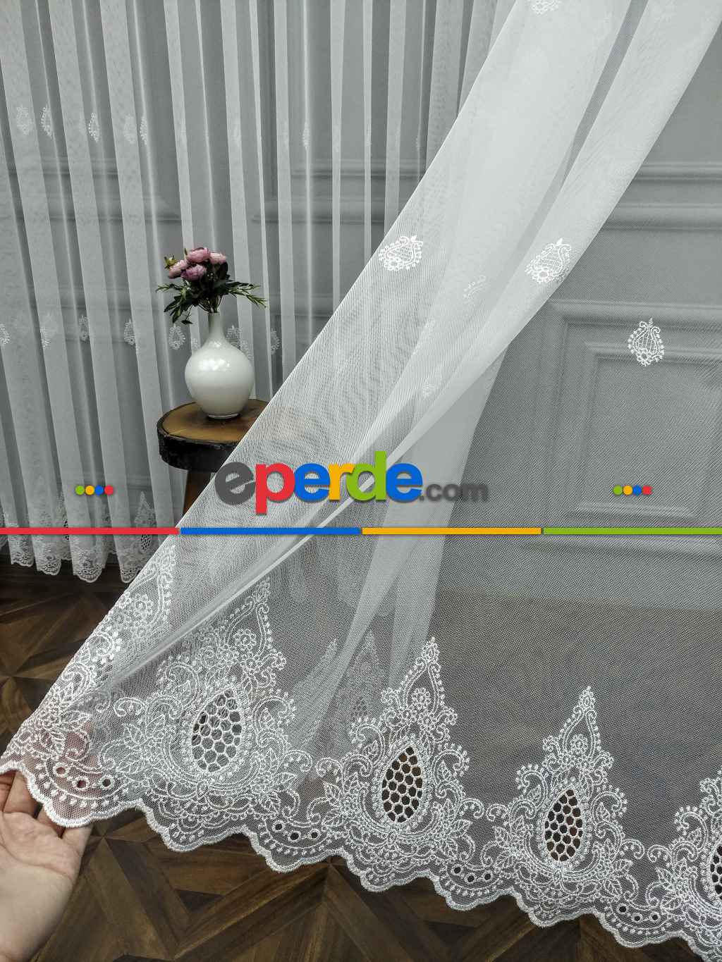 Grek Brode Desenli Brode Tül Perde (yeni Sezon)- Ekru