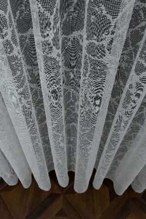 Fransız Dantel Tül - Şimşek Desen - Ütü İstemez- Ekru