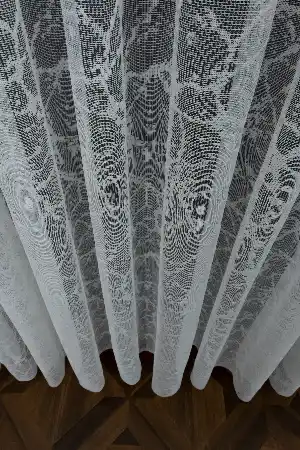 Fransız Dantel Tül - Şimşek Desen - Ütü İstemez- Ekru
