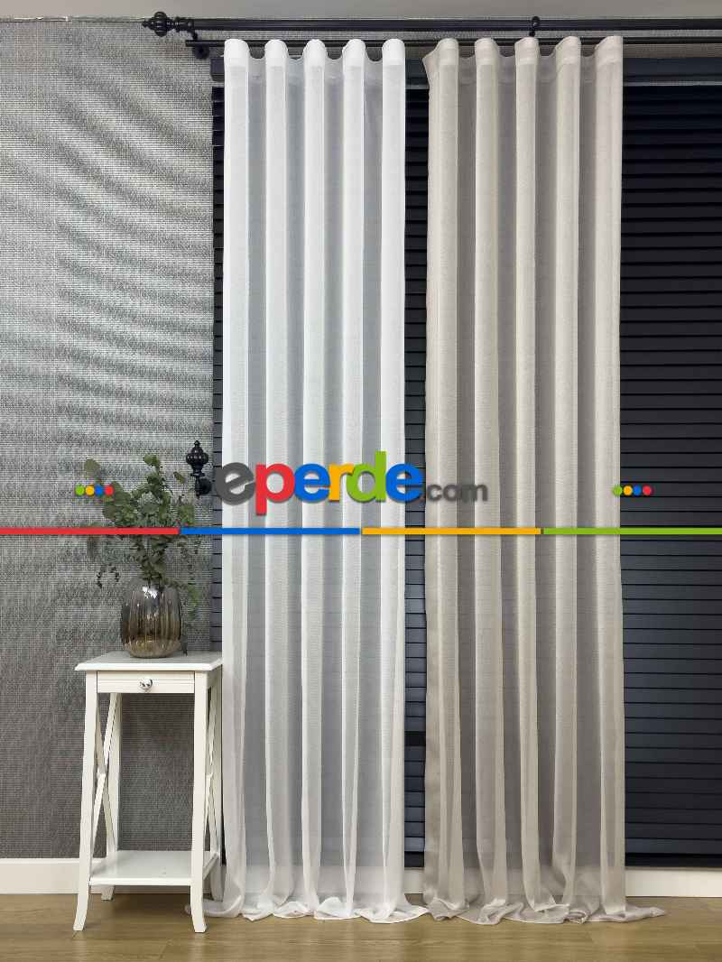 Ekru Düz Tül Perde Premium Serisi