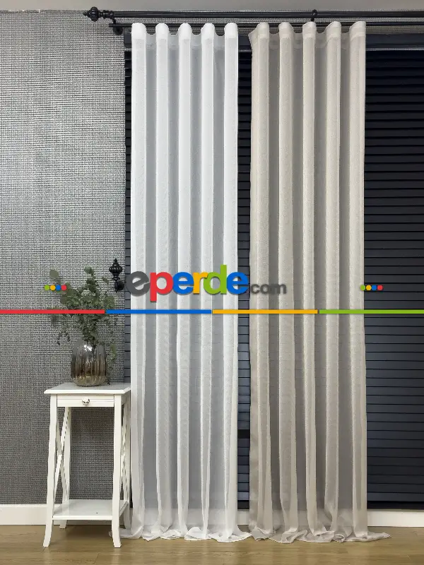 Ekru Düz Tül Perde Premium Serisi