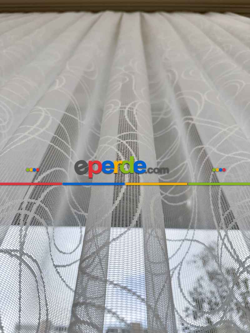 Desenli Fransız Dantel Örme Tül Perde, Desenli Ütü İstemeyen Tül