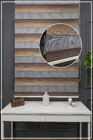Kahverengi Zebra Perde Geçişli Kırık Pileli Zebra Perde