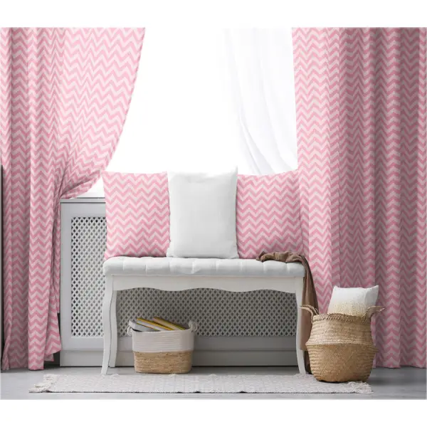Kız, Çocuk ve Bebek Odası Fon Perde - Pembe Beyaz