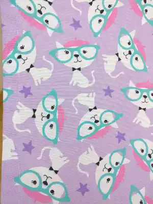 Kız Bebek & Çocuk Odası Fenomen Kedi Fon Perde Modelleri- Pembe-Lila-Mint