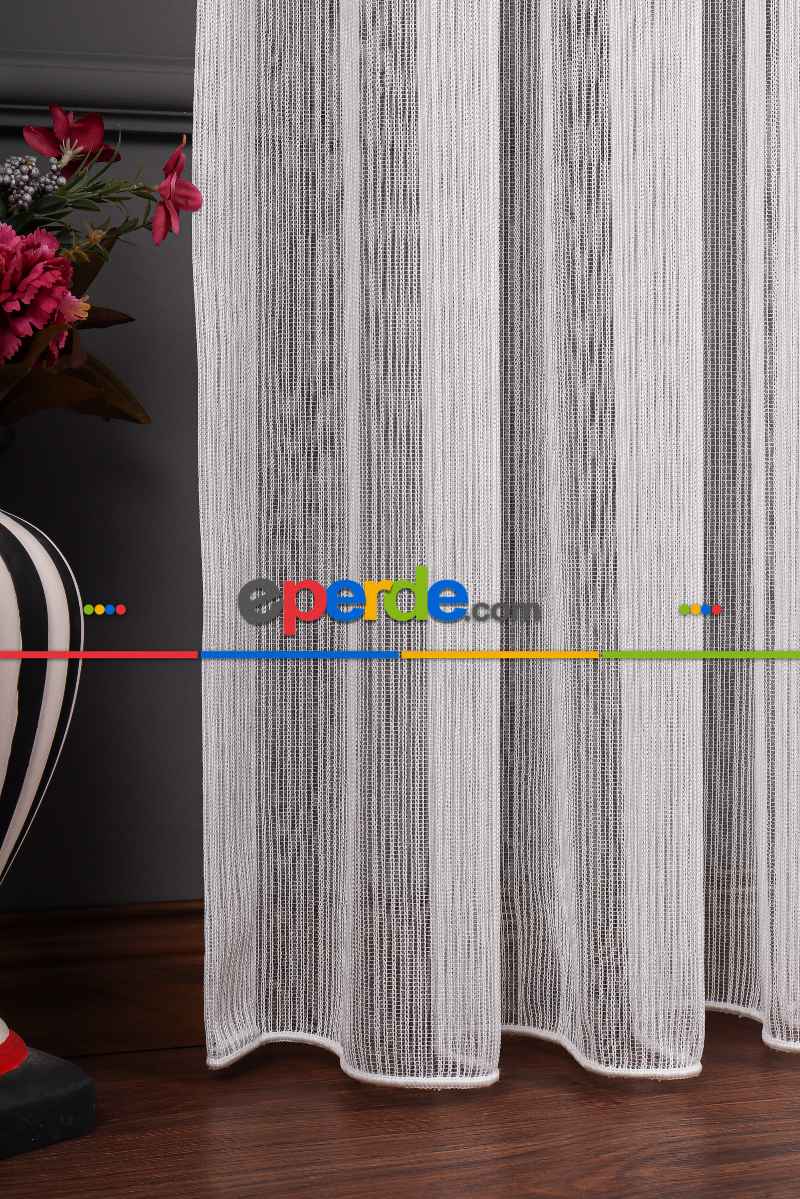 Yatak Odası - Makarna Çizgili Armür Tül Perde Akdz 1070