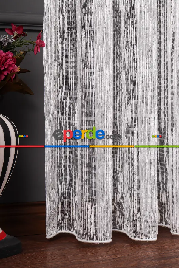 Yatak Odası - Makarna Çizgili Armür Tül Perde Akdz 1070