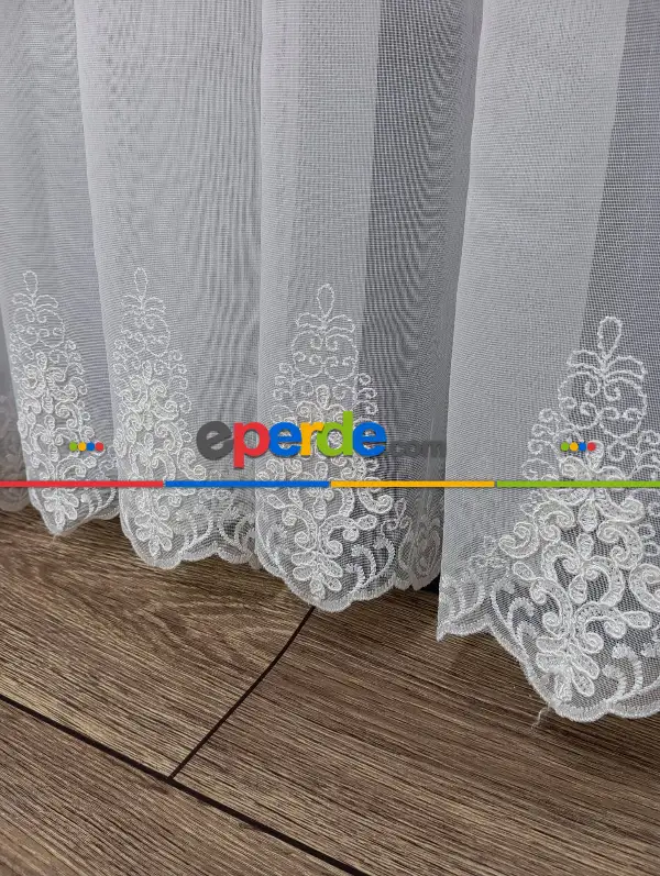 Yatak Odası Tül - Taç Nakışlı Kort Damask Salon Model Tarz Tasarım Pirime Exculusive