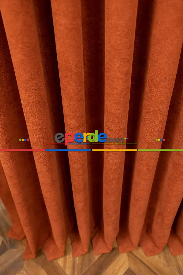 Düz Dökümlü Fon Perde - Kiremit Rengi (dikim Ücreti Fiyata Dahildir)