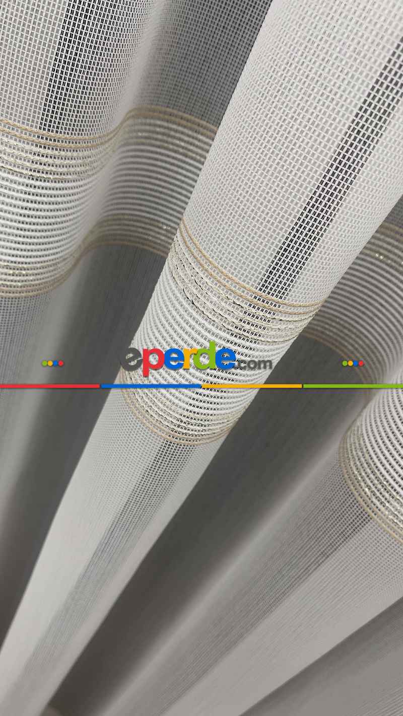 Premium Kalite Trend Perde Modelleri 2025-enine Kumaş Bantlı Dokuma Tül Perde 06