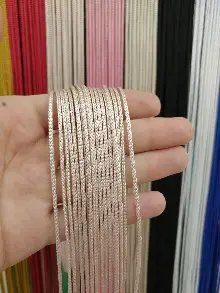 Mutfak İp Perde - Açık Pembe Rengi İp Perde Kalın Zincir Serisi- Pembe