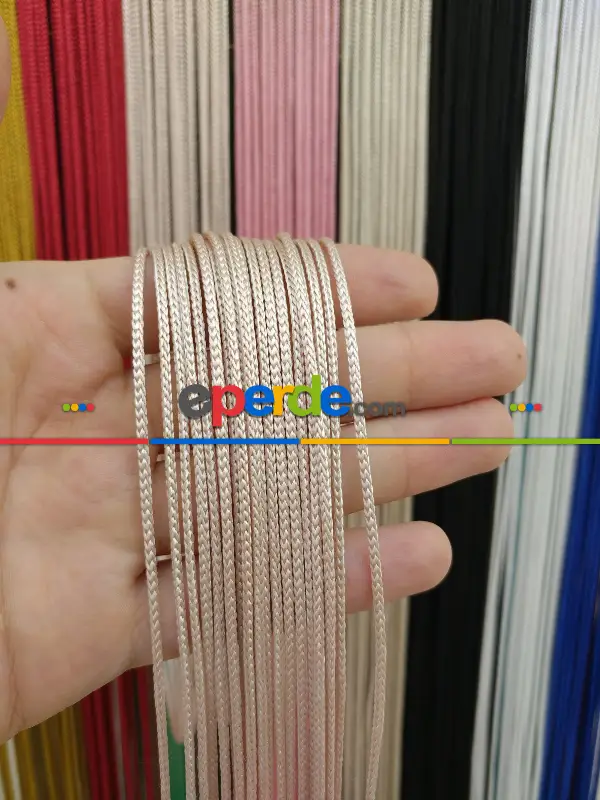 Açık Pembe Rengi İp Perde Kalın Zincir Serisi- Pembe