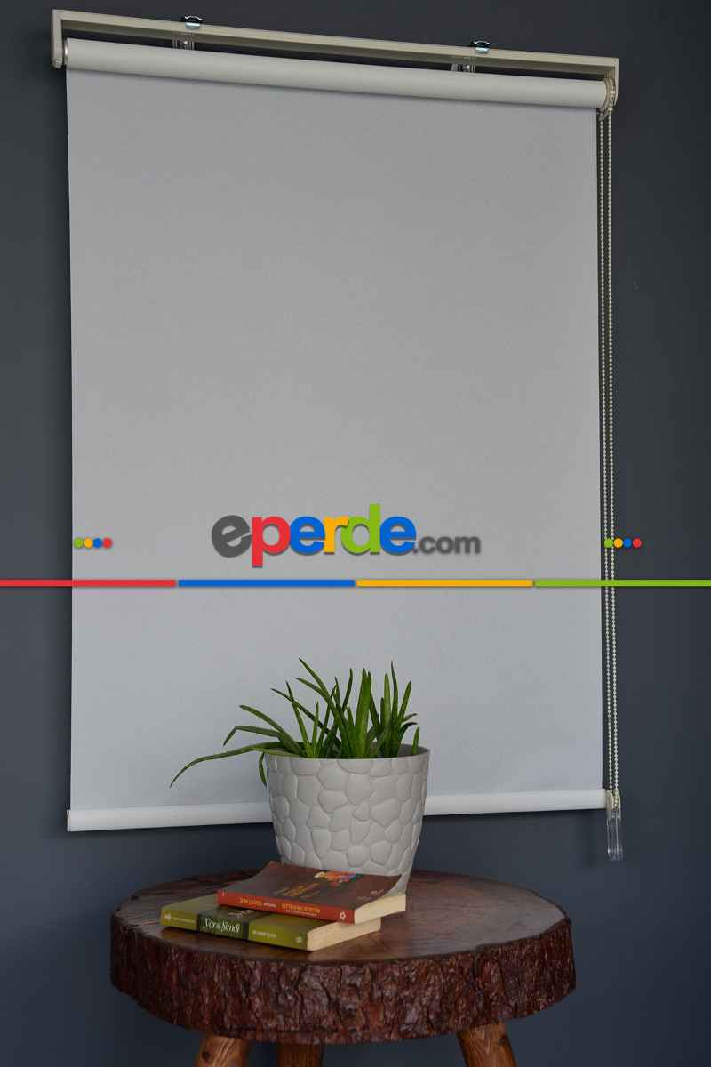 Yatak Odası - Halim Perdesan Yp-90 Ekru Renk Simli - Yaldızlı Polyester Stor Perde