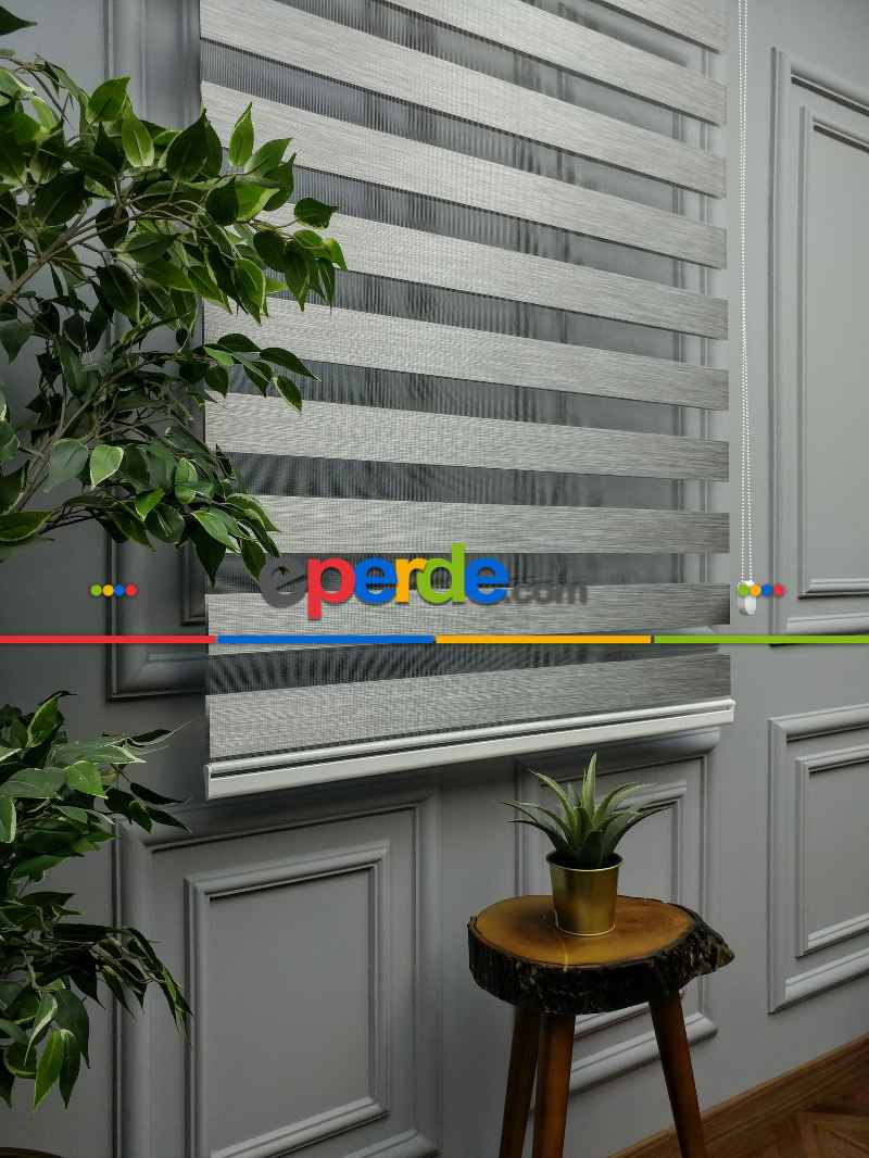 Mutfak - 2021 Sezonu - Zebra Perde - Bambu Zebra Perde- Gri-füme-antrasit