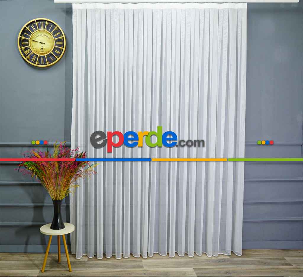 Ttm Zemin Düz Eteği Kurşunlu Tül Perde