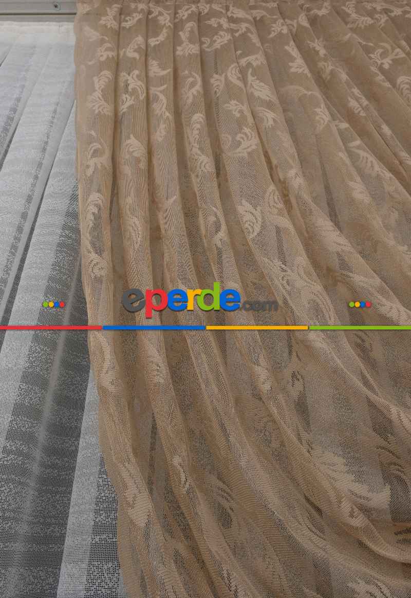 Tül Fon Vizon Bej Açık Kahverengi Renk Tülden Fon Perde - Vizon Rengi 70cm X 270cm 