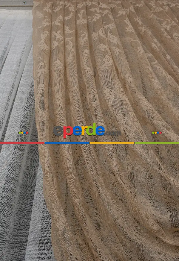 Tül Fon Vizon Bej Açık Kahverengi Renk Tülden Fon Perde - Vizon Rengi 70cm X 270cm 