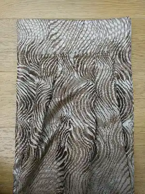 Kahve Dalga Desenli Jakar Fon Perde- Kahve Açık