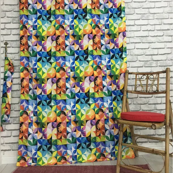 Pop-art Desenli Fon Perde Evm210 -p - Kumaşı Kalındır Duck Bezi Değildir.- Çok Renkli