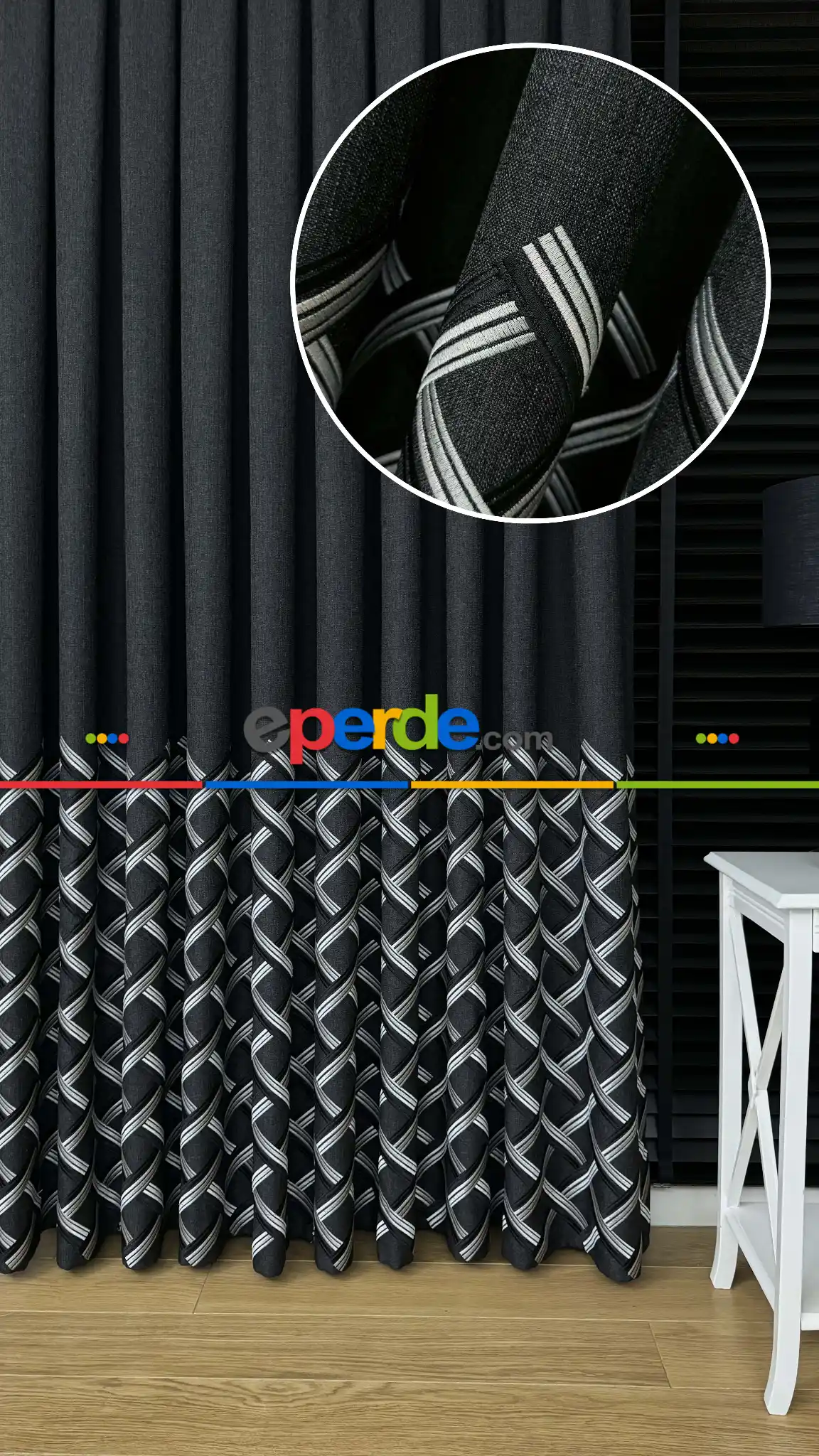 Chanan Gri Antrasit Pano Hasır Keten Jakar Dokuma Fon Perde