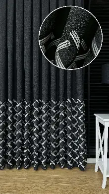 Chanan Gri Antrasit Pano Hasır Keten Jakar Dokuma Fon Perde