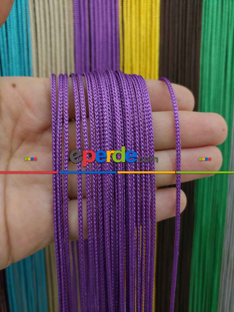 Eflatun Rengi İp Perde Kalın Zincir Serisi- Eflatun