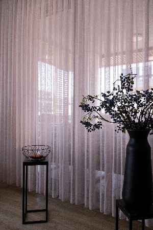 Çocuk Odası - Naturel Keten Tül - Pudra Pembe