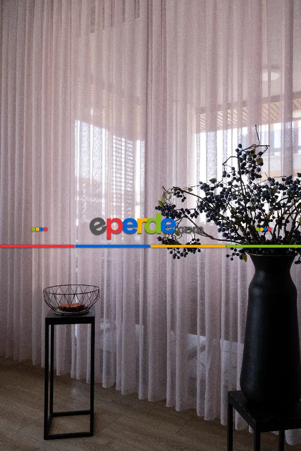 Çocuk Odası - Naturel Keten Tül - Pudra Pembe