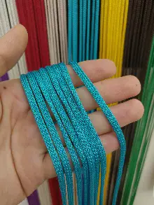 Mutfak İp Perde - Açık Mavi Rengi İp Perde Jumbo Zincir Serisi- Mavi