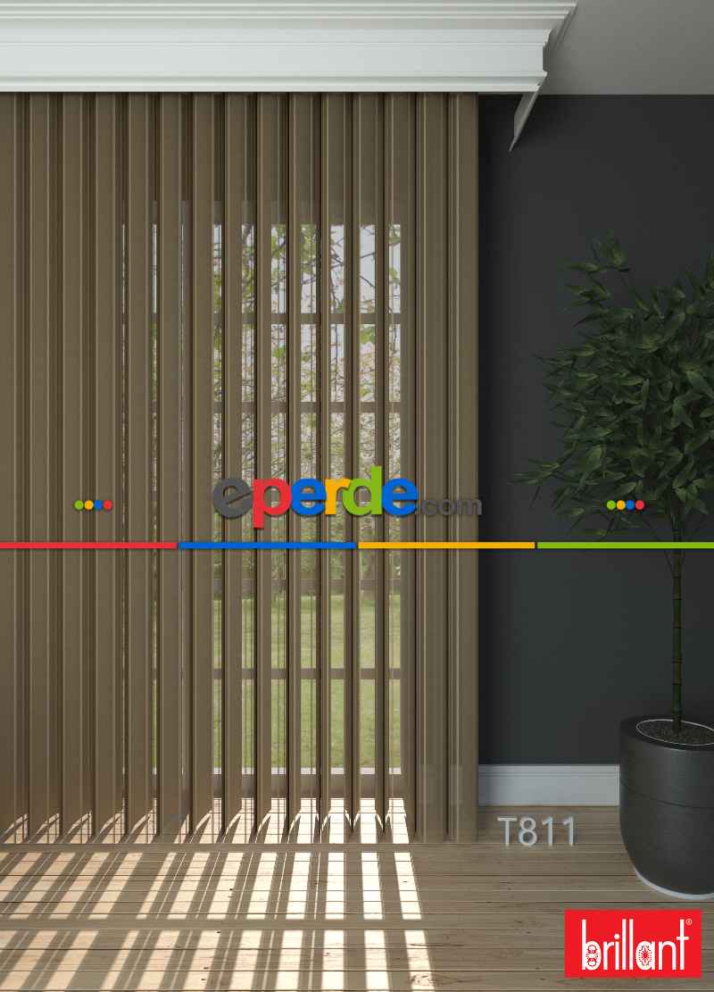 Brillant Akıllı Tül Perde Kahverengi Tül Dikey Zebra Perde Düz 1. Kalite