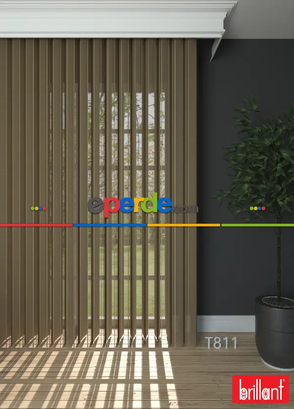 Brillant Akıllı Tül Perde Kahverengi Tül Dikey Zebra Perde Düz 1. Kalite