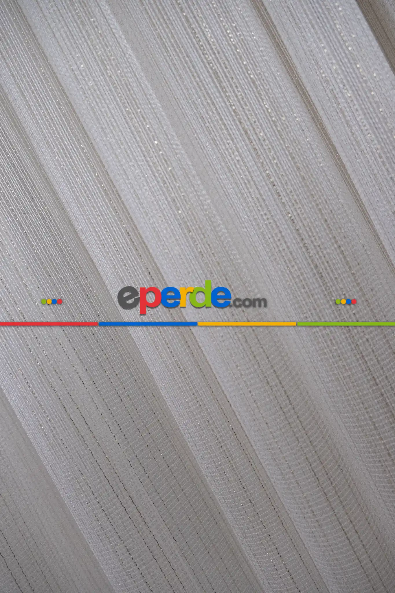 Çizgili Düz Tül Perde - Altın Simli Tül - Ütü İstemez - Kurşunlu Tül