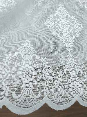 Damask Desenli Dantel Tül Perde- Ekru