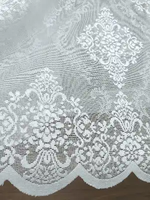 Damask Desenli Dantel Tül Perde- Ekru