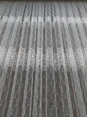 Brode İşlemeli Tül Perde- Ekru