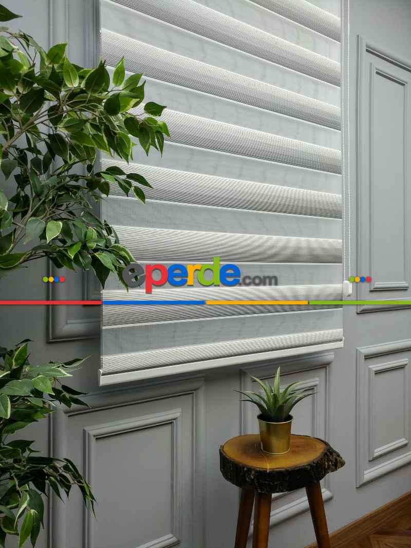 2025 Sezonu - Degrade Renk Geçişli Micro Pileli (pilise) Zebra Perde- Gri