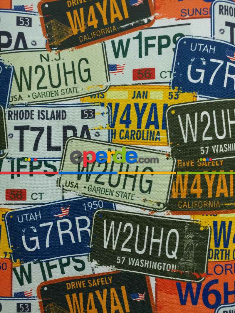 Kız ve Erkek Çocuk Odası Fon Perde - Pop Art Fon Perde - Plaka Desenli