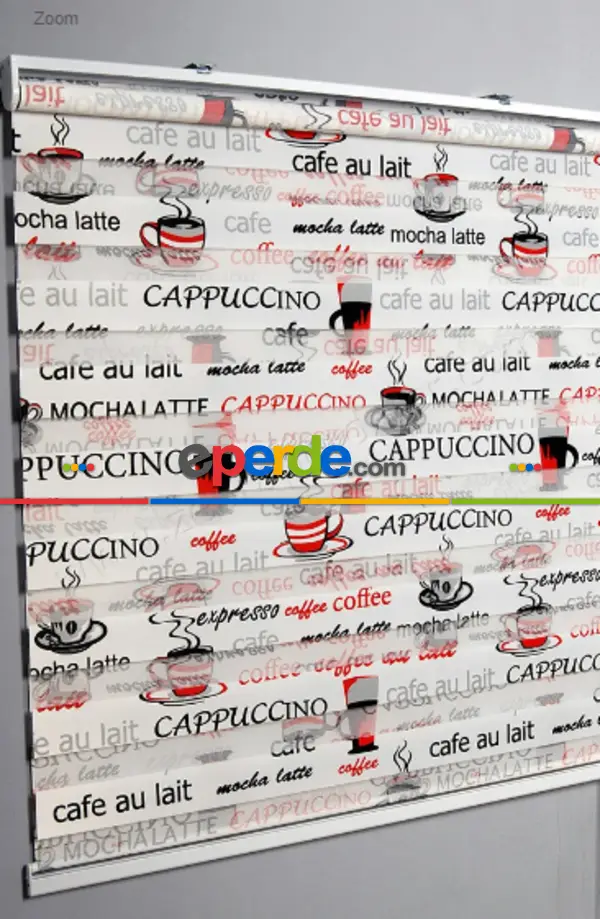 Baskılı Siyah Kırmızı Capiçino Zebra Perde- Siyah-kırmızı