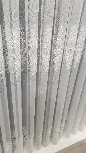Salon Tül - Taç Damask Trend Zemin Sıra İşlemli Ütü İstemez Kırışmaz Salon Tül