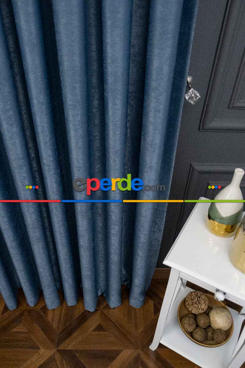 Düz Soft Fon Perde- İndigo Mavi