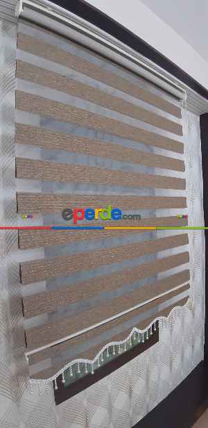 Salon Zebra - Koyu Çizgili Kahve Bambu Zebra Perde- Kahve Koyu