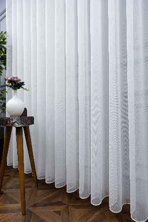 S Pile Düz Tül Perde- Ekru