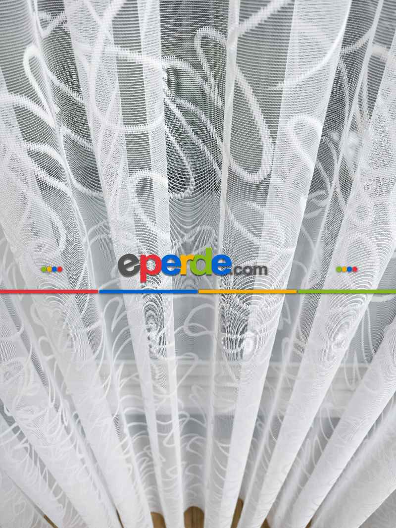 Desenli Fransız Dantel Örme Tül Perde, Desenli Ütü İstemeyen Tül