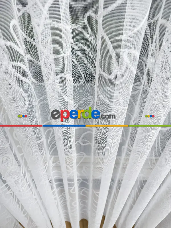 Yatak Odası - Desenli Fransız Dantel Örme Tül Perde, Desenli Ütü İstemeyen Tül