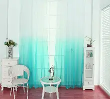 Mutfak - Renkli Geçişli Yeni Moda Pastel Renk Tül Perde - Yeşil - Mint- Kurşunlu Tül