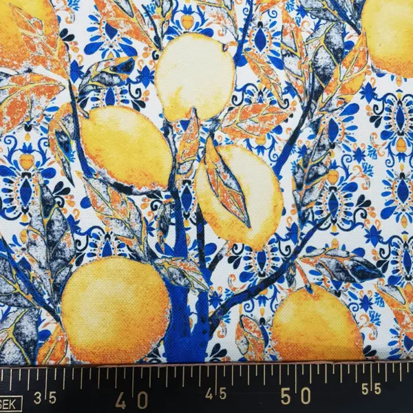 Limon Ağacı Desenli Fon Perde Evm1104 Kumaşı Kalındır Duck Bezi Değildir-  Çok Renkli 2