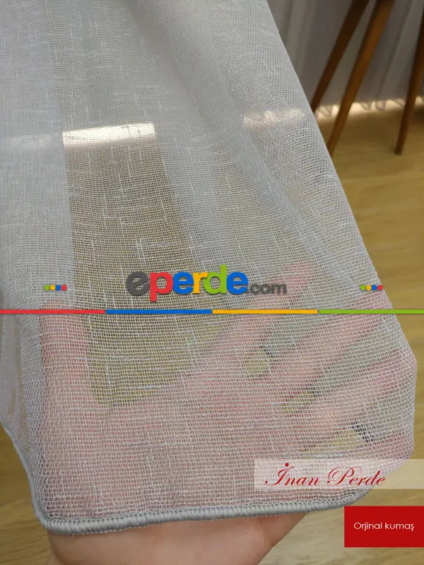 Degrade Renk Geçişli Fransız Danteli Düz Tül Perde ( Fon Satın Alarak Kombin Yapılabilir )- Gri Açık-Ekru