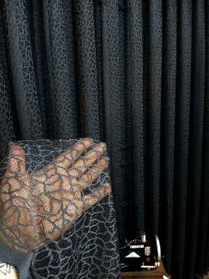 Gri Füme Antrasit Leopar Desen Desen Modern Tül Perde