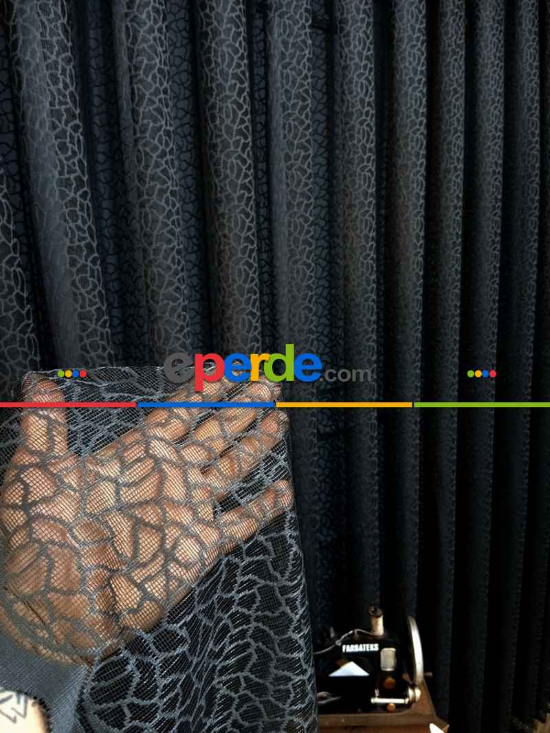 Gri Füme Antrasit Leopar Desen Desen Modern Tül Perde